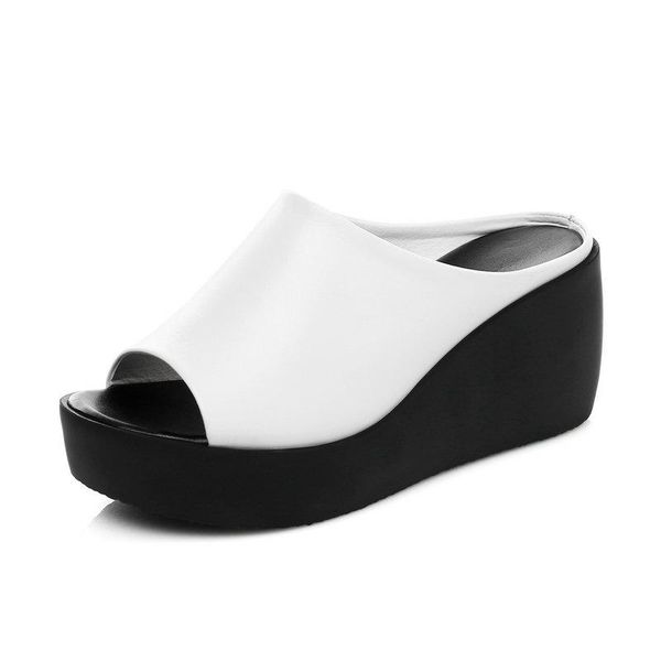 platform wedges slippers cow leather women sandals 2021 female shoes fashion heeled casual summer slides, Black
platform wedges slippers cow leather women sandals 2021 female shoes fashion heeled casual summer slides, Black