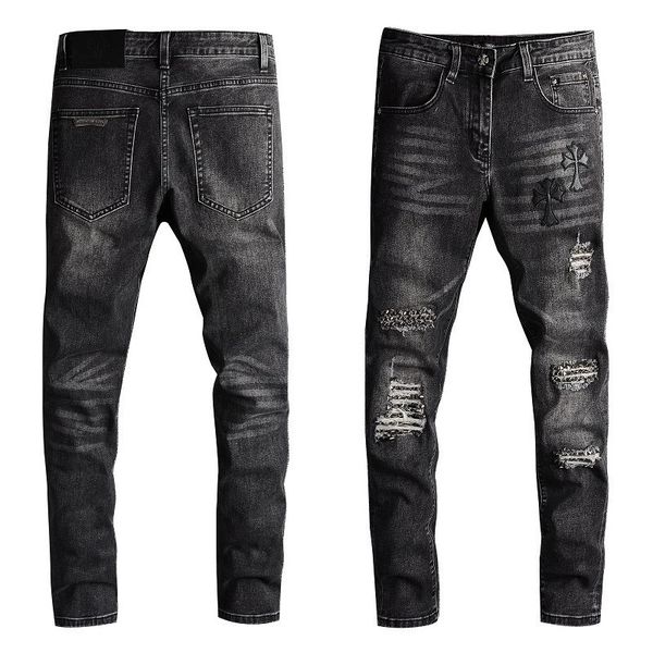 street chic ch crow's heart cross casual wash old high hip hop slim jeans #718, Blue
street chic ch crow's heart cross casual wash old high hip hop slim jeans #718, Blue