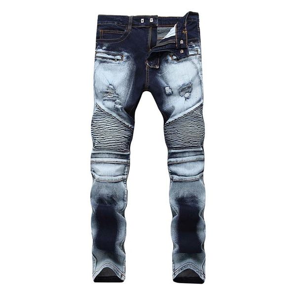 new mens biker vintage jeans denim knees holes hiphop pants washed high quality, Blue
new mens biker vintage jeans denim knees holes hiphop pants washed high quality, Blue