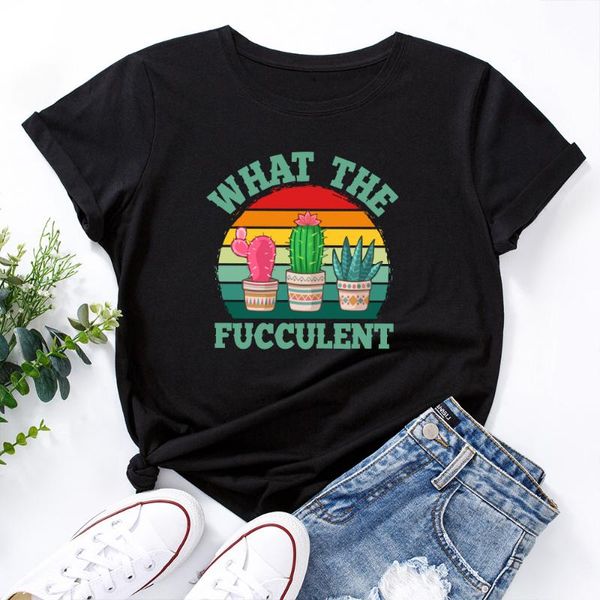 women's t-shirt what the fucculent plant print t shirt short sleeve o neck loose tshirt summer plus size camisetas mujer, White
women's t-shirt what the fucculent plant print t shirt short sleeve o neck loose tshirt summer plus size camisetas mujer, White