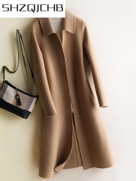 women's wool & blends shzq women coats autumn winter 100% natural coat female slim long spring clothes elegant sided woolen overcoat lw, Black
women's wool & blends shzq women coats autumn winter 100% natural coat female slim long spring clothes elegant sided woolen overcoat lw, Black