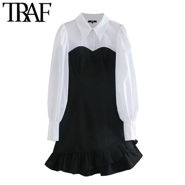 women chic fashion patchwork ruffle irregular mini dress vintage long sleeve side zipper female dresses mujer 210507, Black;gray
women chic fashion patchwork ruffle irregular mini dress vintage long sleeve side zipper female dresses mujer 210507, Black;gray