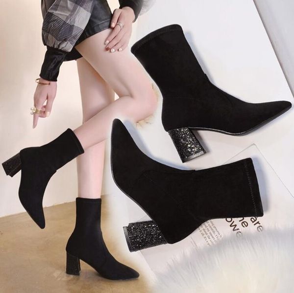 boots ankle women shoes woman fashion high-heeled pointed elastic socks 2021 autumn breathable x396, Black
boots ankle women shoes woman fashion high-heeled pointed elastic socks 2021 autumn breathable x396, Black