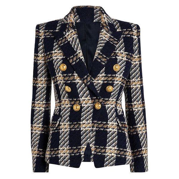 women's suits & blazers high street est fashion 2021 designer jacket lion buttons double breasted plaid wool tweed blazer, White;black
women's suits & blazers high street est fashion 2021 designer jacket lion buttons double breasted plaid wool tweed blazer, White;black