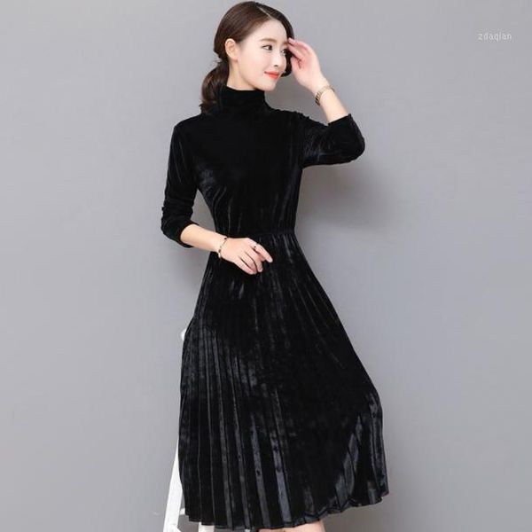 casual dresses 5xl women green black velvet dress winter turtleneck long sleeve vintage pleated plus size vestidos aq741, Black;gray
casual dresses 5xl women green black velvet dress winter turtleneck long sleeve vintage pleated plus size vestidos aq741, Black;gray