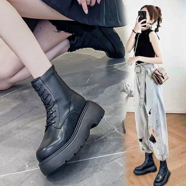 elastic thin women 2021 spring and autumn versatile thick soled short muffin british martin boots fashion, Black
elastic thin women 2021 spring and autumn versatile thick soled short muffin british martin boots fashion, Black