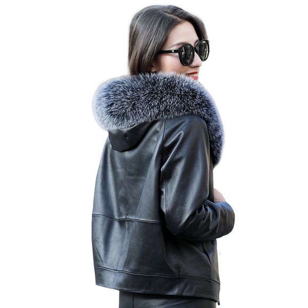 women's jackets genuine leather plus size 2021 real fox fur coller short warm duck down hood coat sheepskin basic vgpf, Black;brown
women's jackets genuine leather plus size 2021 real fox fur coller short warm duck down hood coat sheepskin basic vgpf, Black;brown