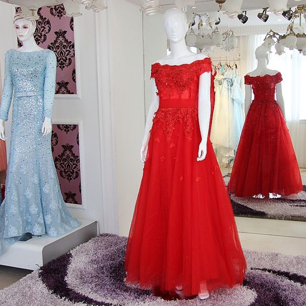new red lace a line prom dresses veatidos off shoulder appliques tulle full length long african evening gowns formal party wear, Black;red
new red lace a line prom dresses veatidos off shoulder appliques tulle full length long african evening gowns formal party wear, Black;red