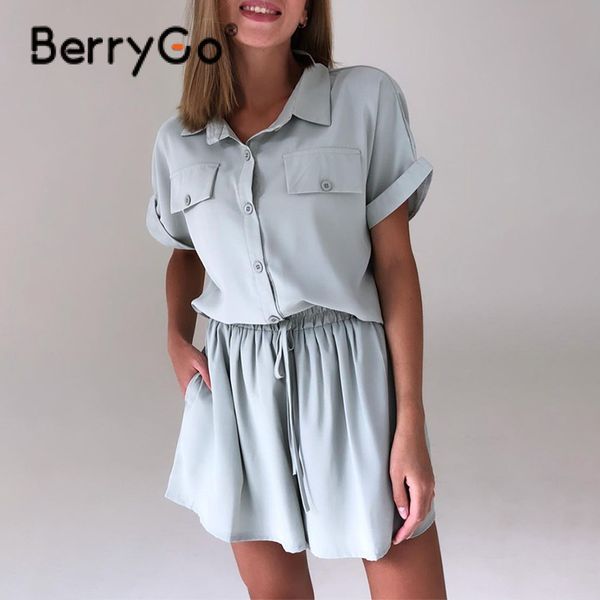 berrygo solid short sleeve two-piece women suit fashion outfit shirt collar sets light gray casual button suits 210513, White
berrygo solid short sleeve two-piece women suit fashion outfit shirt collar sets light gray casual button suits 210513, White
