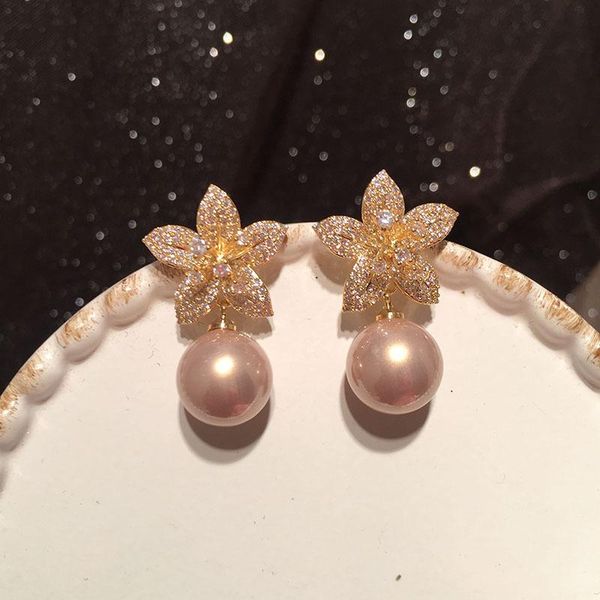dangle & chandelier trendy luxury simple round big pearl golden flower drop earrings for women shiny zircon party temperament fashion jewelr, Silver
dangle & chandelier trendy luxury simple round big pearl golden flower drop earrings for women shiny zircon party temperament fashion jewelr, Silver
