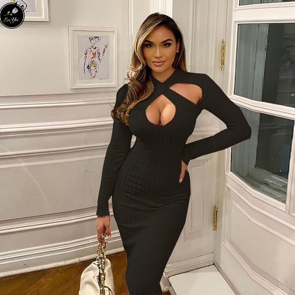 enyu s-4xl arrival 2021 women solid mid-calf sheath dress full sleeve halter backless knitted springy daily casual dresses, Black;gray
enyu s-4xl arrival 2021 women solid mid-calf sheath dress full sleeve halter backless knitted springy daily casual dresses, Black;gray