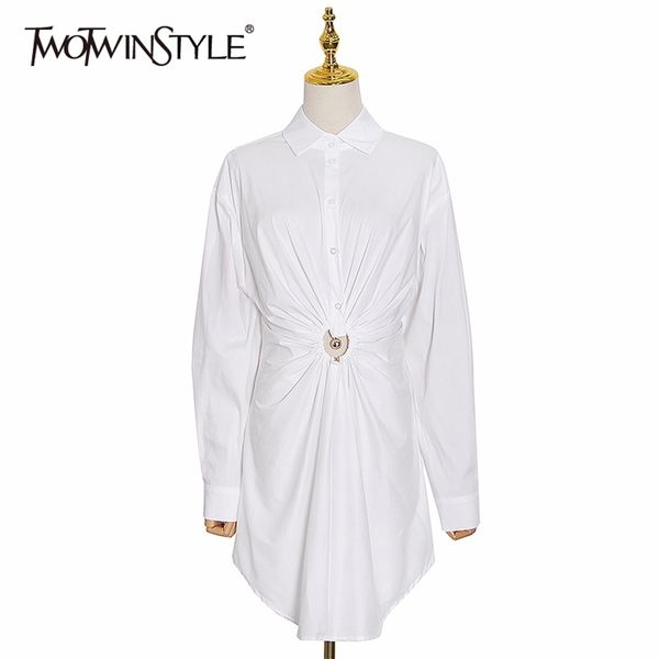 white hollow out dresses for women lapel collar ruched casual loose female summer clothing 210520, Black;gray
white hollow out dresses for women lapel collar ruched casual loose female summer clothing 210520, Black;gray