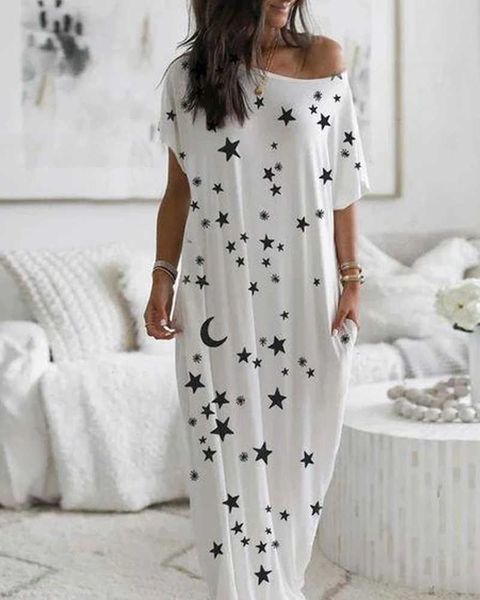 women fashion casual loose home dress maxi dress short sleeve stars print casual dress 210716, Black;gray
women fashion casual loose home dress maxi dress short sleeve stars print casual dress 210716, Black;gray