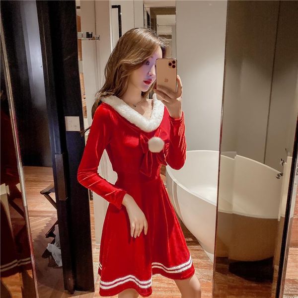christmas dress long-sleeved velvet dresses buttocks clothes low-cut short winter long sleeve red casual, Black;gray
christmas dress long-sleeved velvet dresses buttocks clothes low-cut short winter long sleeve red casual, Black;gray