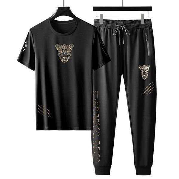 hoodie summer leopard clothes of printed short-sleeve pants two men, Black
hoodie summer leopard clothes of printed short-sleeve pants two men, Black