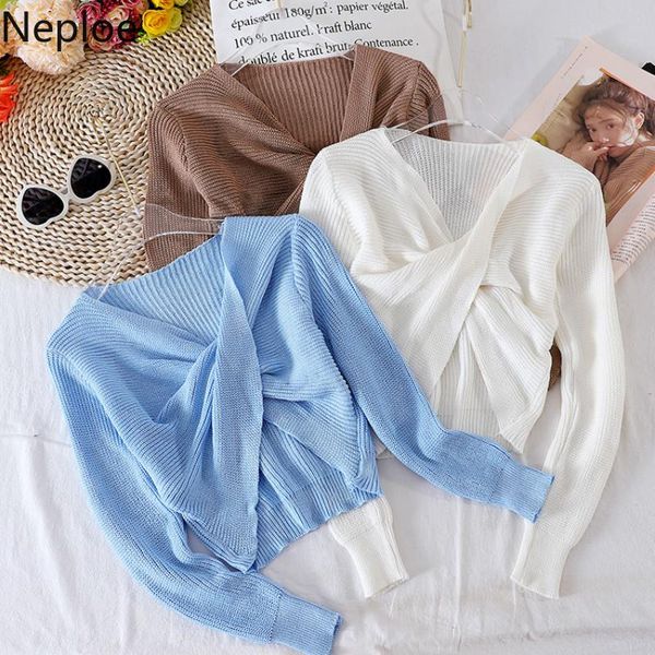 neploe korean high waist short knitwear autumn solid twisted v-neck pullover 2021 long sleeve knitted 4d673 women's sweaters, White;black
neploe korean high waist short knitwear autumn solid twisted v-neck pullover 2021 long sleeve knitted 4d673 women's sweaters, White;black