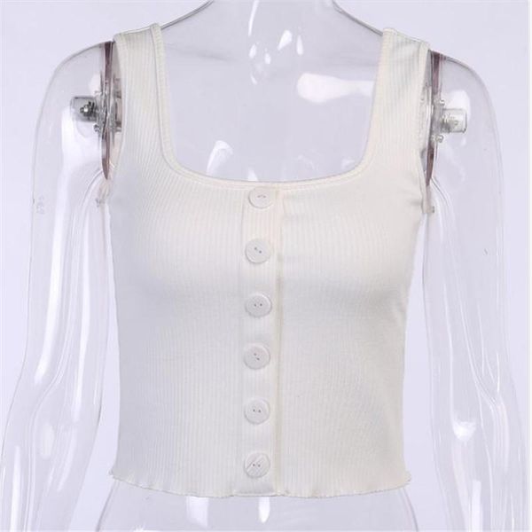 women's tanks & camis femael summer tank solid color slim casual short wear women buttons knitted sleeveless mini vests, White
women's tanks & camis femael summer tank solid color slim casual short wear women buttons knitted sleeveless mini vests, White