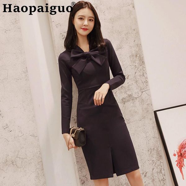 casual dresses solid sheath bodycon ol work office dress women long sleeve split wrap midi with bow autumn winter, Black;gray
casual dresses solid sheath bodycon ol work office dress women long sleeve split wrap midi with bow autumn winter, Black;gray