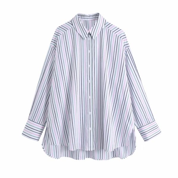 fashion women color striped oversized shirt female long sleeve blouse casual lady loose blusas s8803 210430, White
fashion women color striped oversized shirt female long sleeve blouse casual lady loose blusas s8803 210430, White