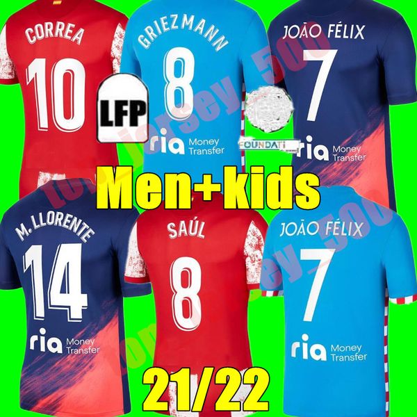 21 22 atletico madrid soccer jerseys home away 3rd suarez griezmann joão félix 2021 2022 m. llorente correa koke lemar carrasco men kids kit, Black
21 22 atletico madrid soccer jerseys home away 3rd suarez griezmann joão félix 2021 2022 m. llorente correa koke lemar carrasco men kids kit, Black