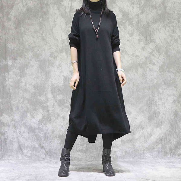 johnature women turtleneck knitted pullover long sleeve dress solid color spring soft female clothes original dresses 210521, Black;gray
johnature women turtleneck knitted pullover long sleeve dress solid color spring soft female clothes original dresses 210521, Black;gray