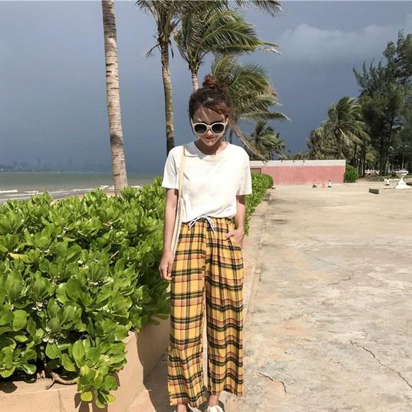 women's pants & capris 2021 autumn japanese style women yellow color casual high waist tie stripe plaid cotton, Black;white
women's pants & capris 2021 autumn japanese style women yellow color casual high waist tie stripe plaid cotton, Black;white