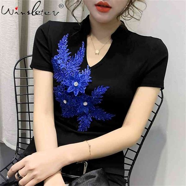 women cotton t-shirts short sleeve v-neck tee summer fashion partchwork chic embriodery for show t03608b 210421, Black;gray
women cotton t-shirts short sleeve v-neck tee summer fashion partchwork chic embriodery for show t03608b 210421, Black;gray