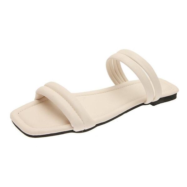 slippers 2021 summer women's with thin straps and solid color flat-bottom square toe, Black
slippers 2021 summer women's with thin straps and solid color flat-bottom square toe, Black