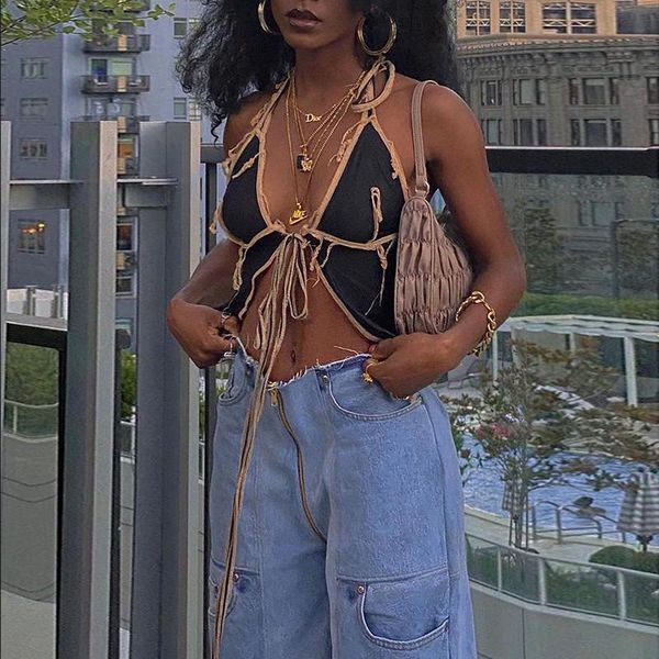 women's tanks & camis patchwork bandage halter women sleeveless v neck party club crop fashion street style black tank mujer, White
women's tanks & camis patchwork bandage halter women sleeveless v neck party club crop fashion street style black tank mujer, White