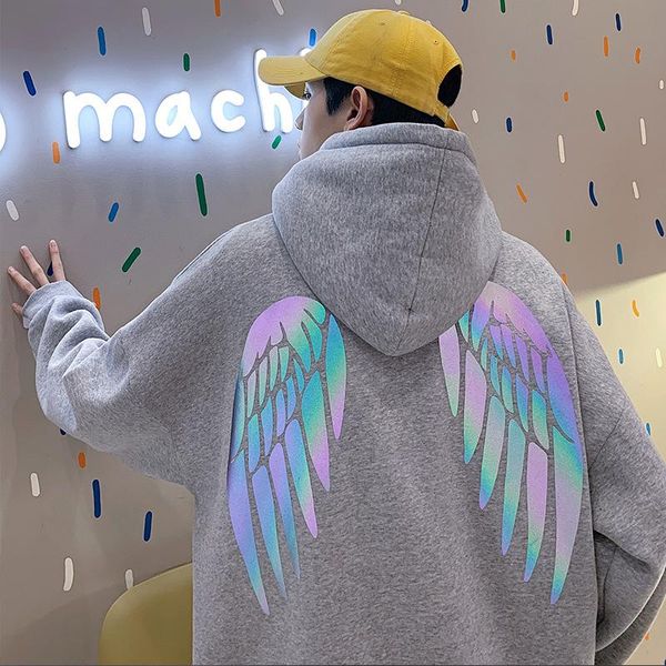 men's hoodies & sweatshirts latest design fashion streetwear men loose reflective back printed thick pullover, Black
men's hoodies & sweatshirts latest design fashion streetwear men loose reflective back printed thick pullover, Black