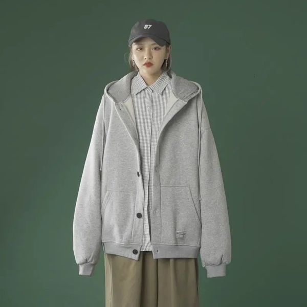 women's jackets hooded single-breasted cardigan jacket woman spring autumn new korean fashion high street thickened women oversize, Black;brown
women's jackets hooded single-breasted cardigan jacket woman spring autumn new korean fashion high street thickened women oversize, Black;brown