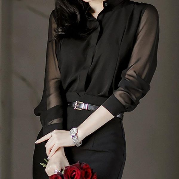 women's shirt 2021 professional versatile black chiffon western style long sleeve wholesale pants & capris, Black;white
women's shirt 2021 professional versatile black chiffon western style long sleeve wholesale pants & capris, Black;white