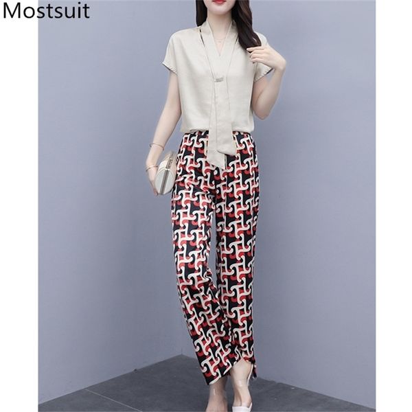 summer office fashion two piece pants sets women short sleeve + printed ankle-length korean suits outfits femme 210513, White
summer office fashion two piece pants sets women short sleeve + printed ankle-length korean suits outfits femme 210513, White