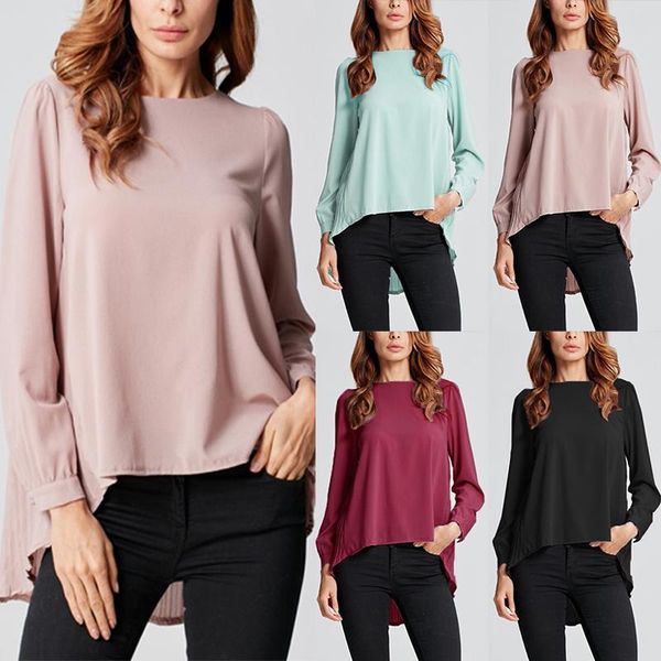 women's blouses & shirts autumn solid pleated women casual long sleeve blouse fashion asymmetrical tunic female blusas plus size, White
women's blouses & shirts autumn solid pleated women casual long sleeve blouse fashion asymmetrical tunic female blusas plus size, White