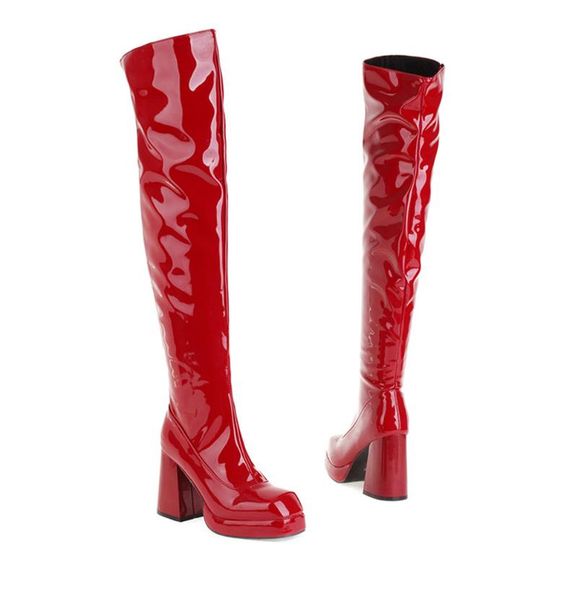 boots olome women platform over the knee thig block high heel patent leather shoes ladies winter autumn styles size big 46 47 48, Black
boots olome women platform over the knee thig block high heel patent leather shoes ladies winter autumn styles size big 46 47 48, Black