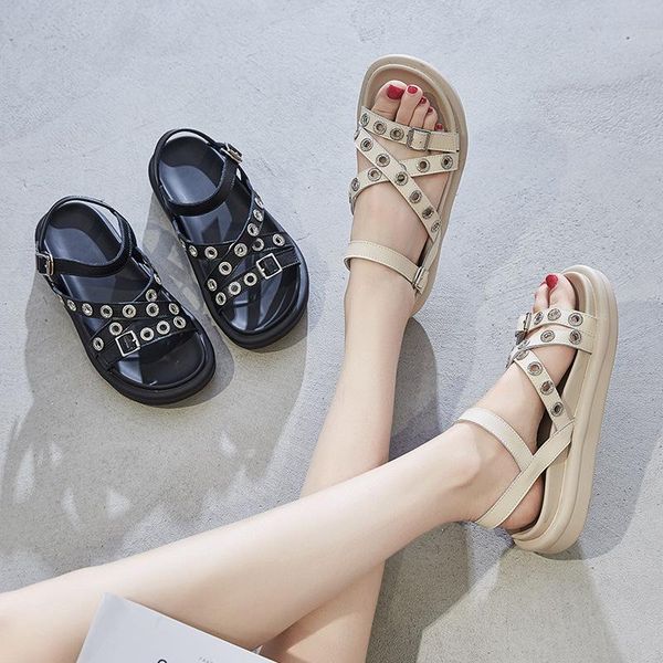 sandalias mujer 2021 shoes women platform sandals summer fashion brand rivets zapatos de real leather ladies footware, Black
sandalias mujer 2021 shoes women platform sandals summer fashion brand rivets zapatos de real leather ladies footware, Black