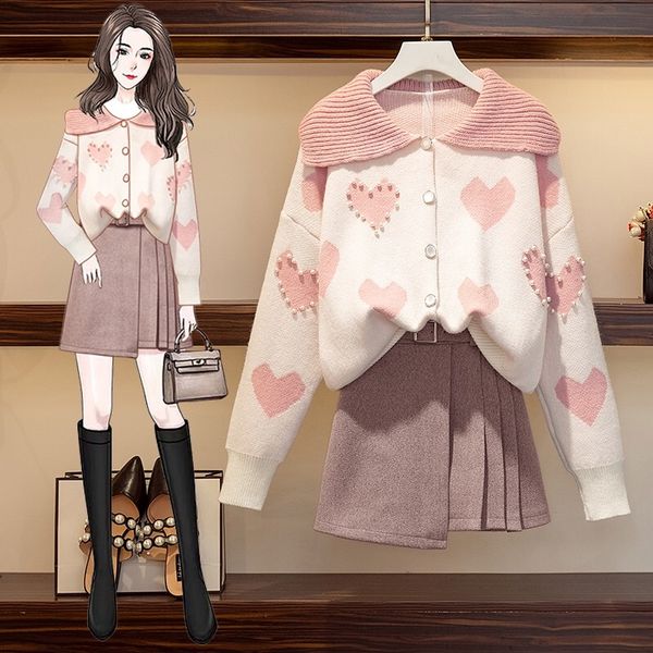 skirts sweet girls pink clothes suit autumn winter doll collar heart pattern pearls sweater + sashes pleated skirt wool two piece sets, Black
skirts sweet girls pink clothes suit autumn winter doll collar heart pattern pearls sweater + sashes pleated skirt wool two piece sets, Black