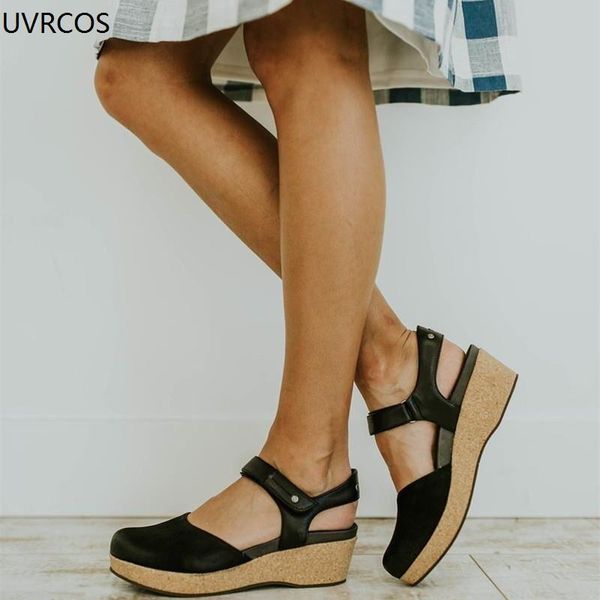dress shoes summer thick bottom baotou buckle wear solid color sandals back empty leisure comfortable wedge heel, Black
dress shoes summer thick bottom baotou buckle wear solid color sandals back empty leisure comfortable wedge heel, Black