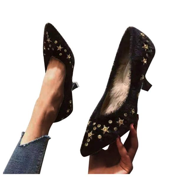 dress shoes women's high heels fashion plus size winter furry stars decoration pointed toe heel 2021 single, Black
dress shoes women's high heels fashion plus size winter furry stars decoration pointed toe heel 2021 single, Black