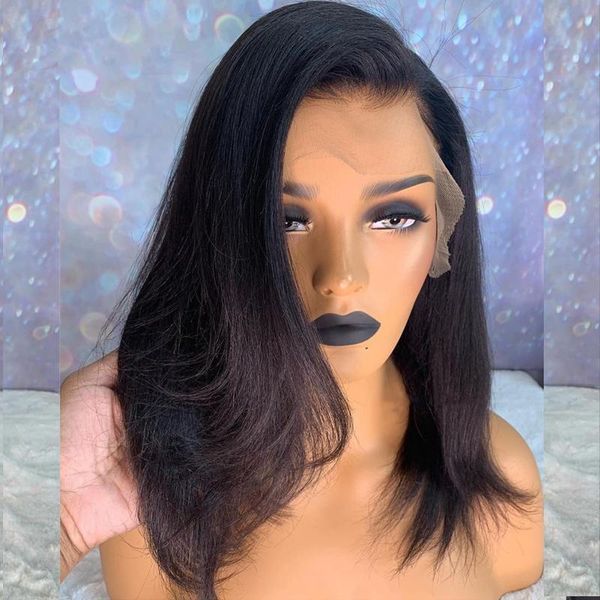 natural black yaki straight human hair lace front wigs with hairline middle part wig for women, Black;brown
natural black yaki straight human hair lace front wigs with hairline middle part wig for women, Black;brown
