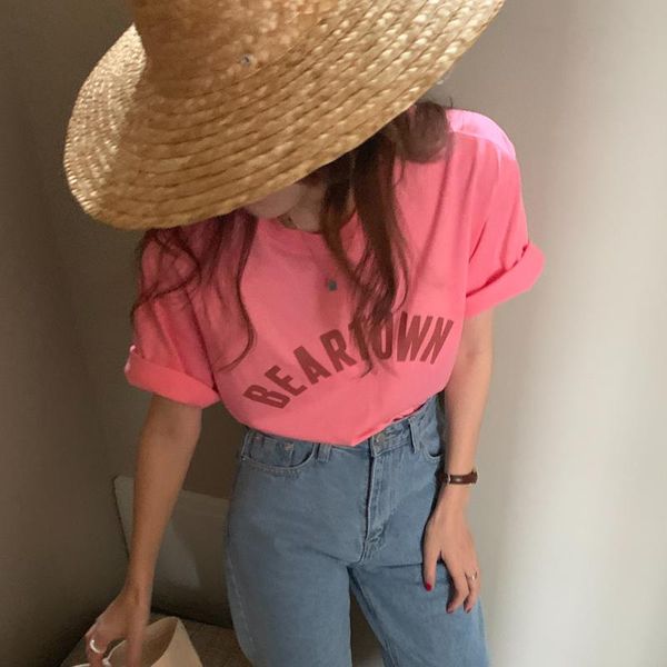 women's t-shirt summer college style letter printing half-sleeved mid-length loose round neck simple and versatile casual women, White
women's t-shirt summer college style letter printing half-sleeved mid-length loose round neck simple and versatile casual women, White