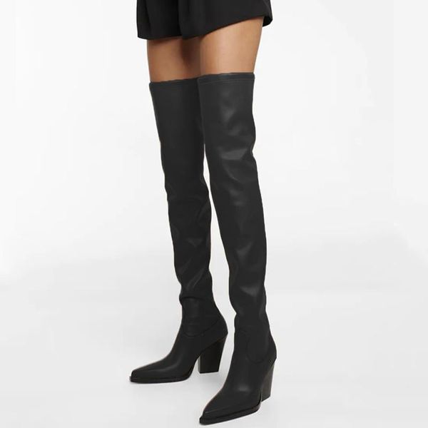boots women over-the-knee autumn winter fashion concise party casual night club shoes woman genuine leather thick heels, Black
boots women over-the-knee autumn winter fashion concise party casual night club shoes woman genuine leather thick heels, Black