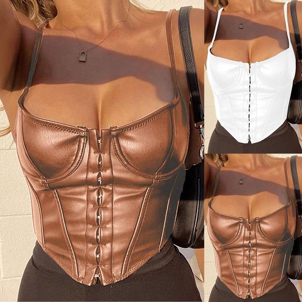 crop gothic leather womens tanks corset short sleeveless slim party club costume summer camisole camis tight breasted, White
crop gothic leather womens tanks corset short sleeveless slim party club costume summer camisole camis tight breasted, White