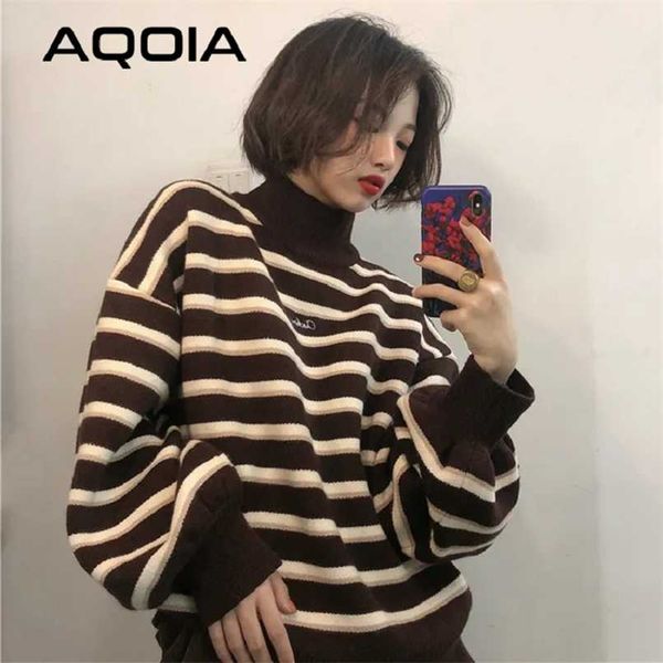 2022 winter chic pullover women striped turtleneck loose knitwear sweater trendy ulzzang warm student ins coat soft daily jumper 211217, White;black
2022 winter chic pullover women striped turtleneck loose knitwear sweater trendy ulzzang warm student ins coat soft daily jumper 211217, White;black