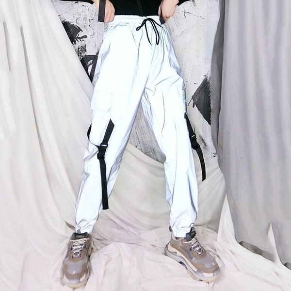 spring loose reflective cargo womens pants glowing high streetwear ribbon sweatpant casual trousers hip hop harajuku, Black;white
spring loose reflective cargo womens pants glowing high streetwear ribbon sweatpant casual trousers hip hop harajuku, Black;white