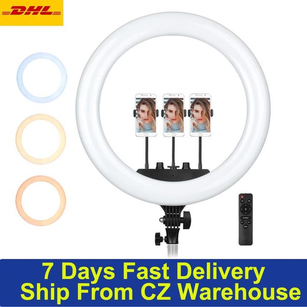 inch studio led ring light pography lamp set bi-color 3200k-5600k stepless dimmable with 3 phone holder remote control flash heads
inch studio led ring light pography lamp set bi-color 3200k-5600k stepless dimmable with 3 phone holder remote control flash heads