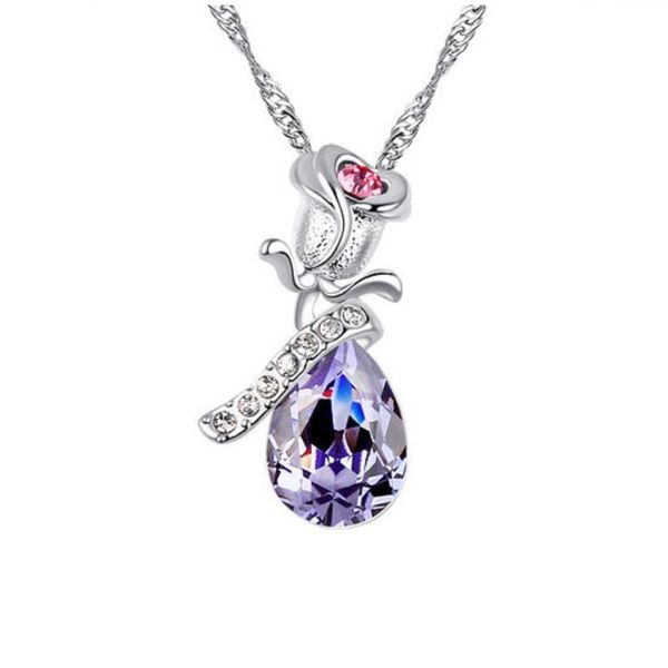 pendant necklaces crystal jewelry valentine's day gift rose necklace women's fashion trendy choker collares para mujer, Silver
pendant necklaces crystal jewelry valentine's day gift rose necklace women's fashion trendy choker collares para mujer, Silver