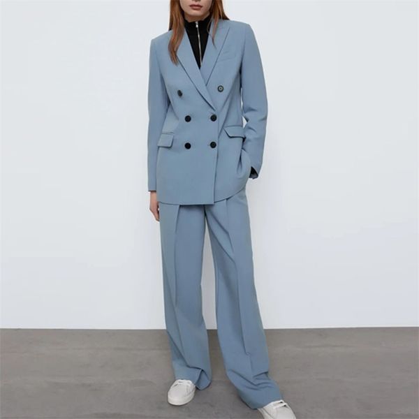 women summer za solid ol casual pants suits two-piece sets double breasted female elegant blazers and 2-piece set clothing 210513, White
women summer za solid ol casual pants suits two-piece sets double breasted female elegant blazers and 2-piece set clothing 210513, White