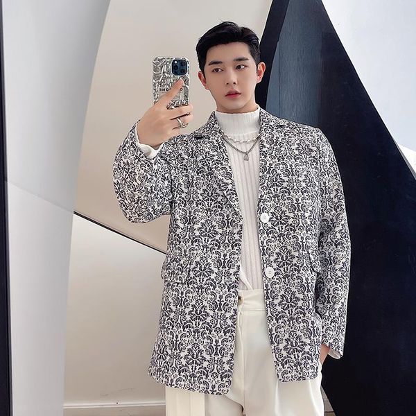 men's suits & blazers men korean streetwear vintage fashion niche suit coat trend chic luxury retro pattern print slim fit jacket blaze, White;black
men's suits & blazers men korean streetwear vintage fashion niche suit coat trend chic luxury retro pattern print slim fit jacket blaze, White;black