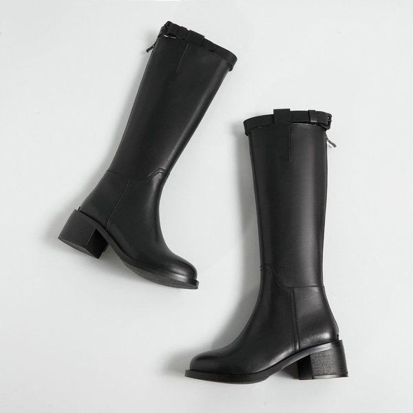 boots concise genuine leather women high heels vintage knee party shoes woman winter side zipper long, Black
boots concise genuine leather women high heels vintage knee party shoes woman winter side zipper long, Black